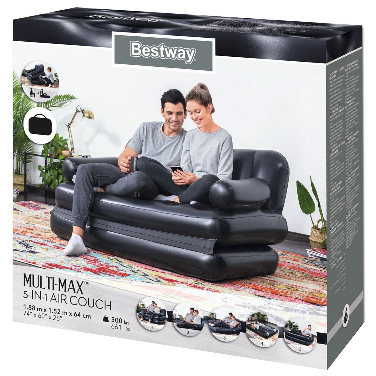 Диван-трансформер надувной 5 в 1 188х152х64 см рем комплект Bestway 75054