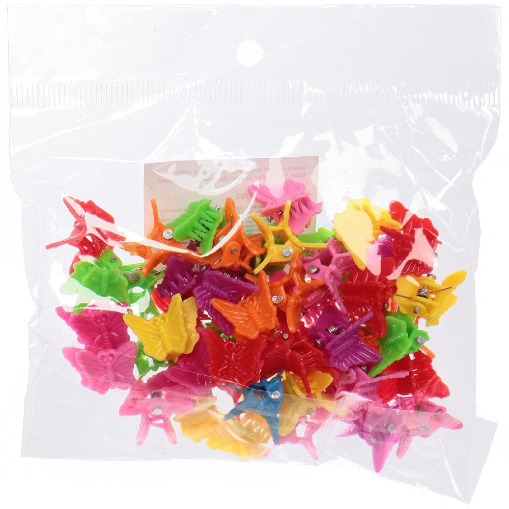 Заколка-краб для волос детские Collection Boom Бабочки микс 1 см 50 шт в пакете