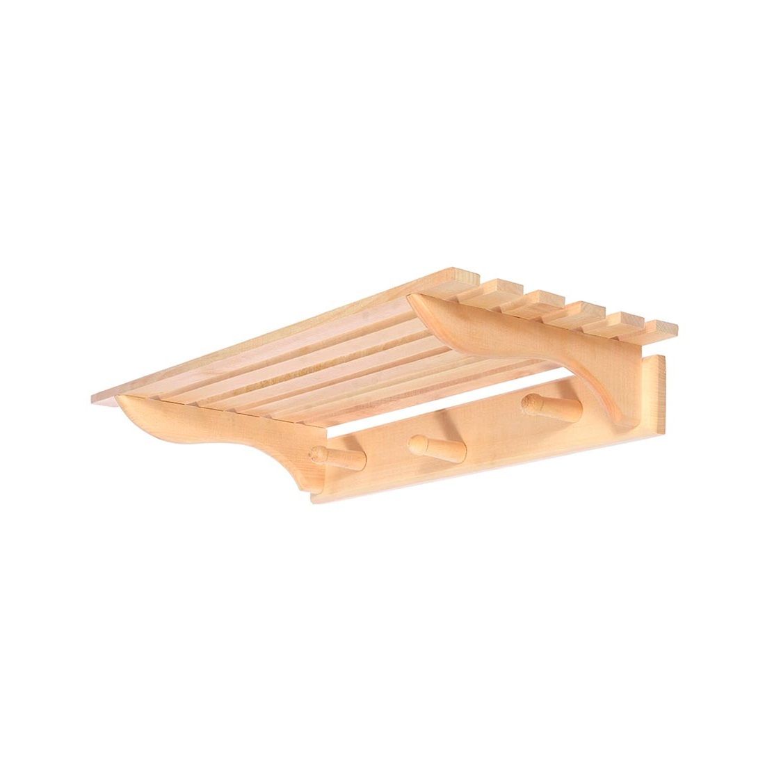 Полка-вешалка 3-х рожковая 60х28х10 см липа Банные штучки