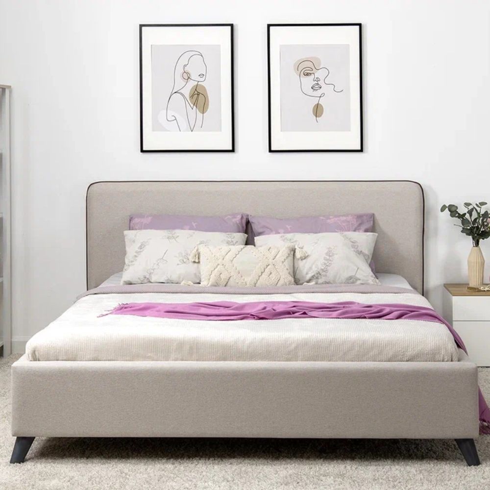 Кровать Миа 1600х2000 мм Velutto 23 bravo white светло-бежевый с ортопед основанием, дном и ПМ