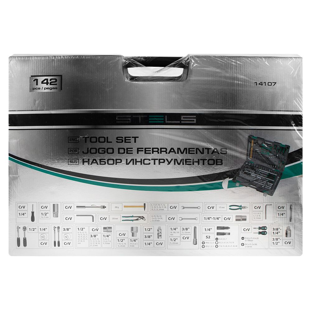 Набор инструментов 1/2", 1/4", 3/8" 142 предмета Stels 14107
