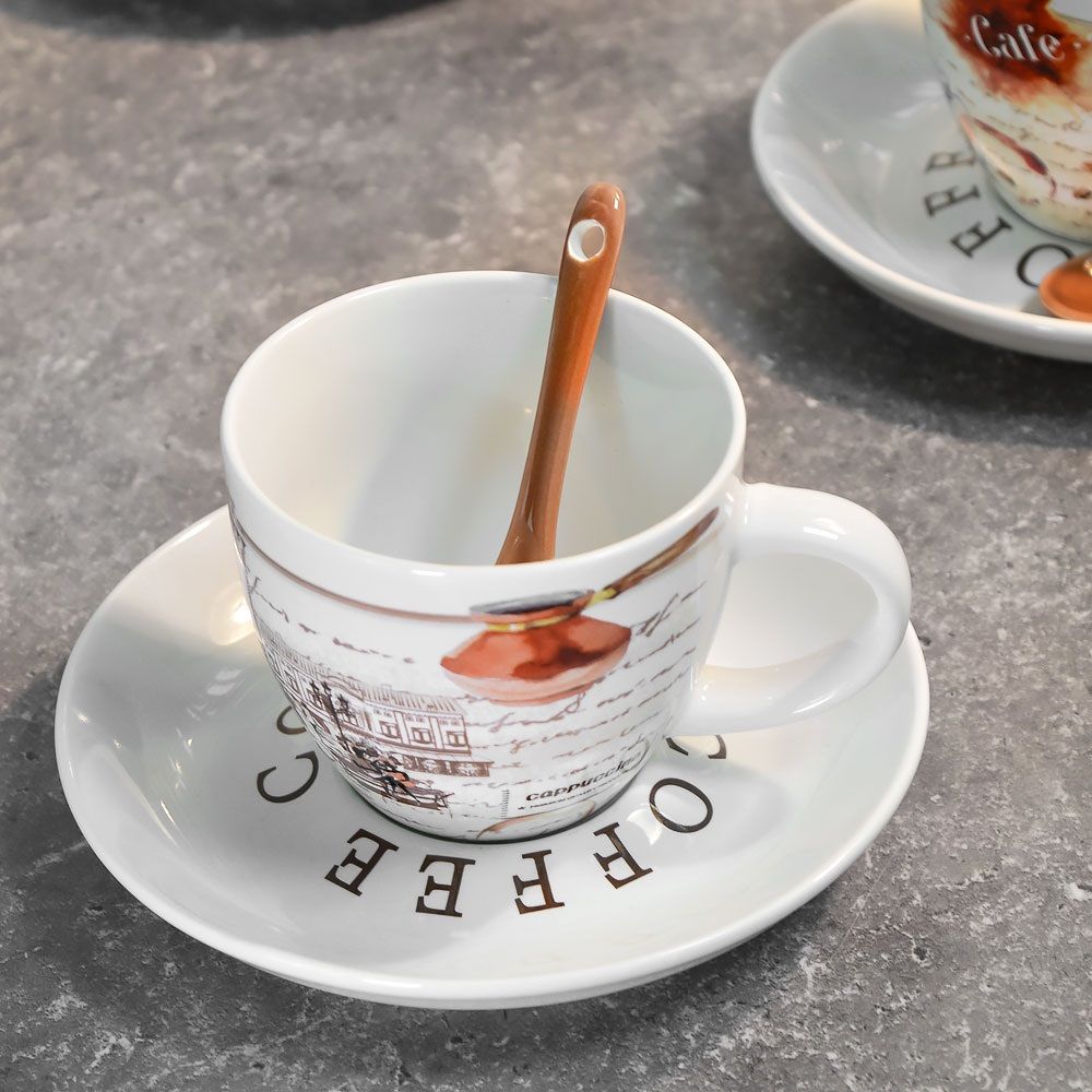 Набор чайный Кофейный дворик на 4 персоны 12 предметов с ложками 180 мл