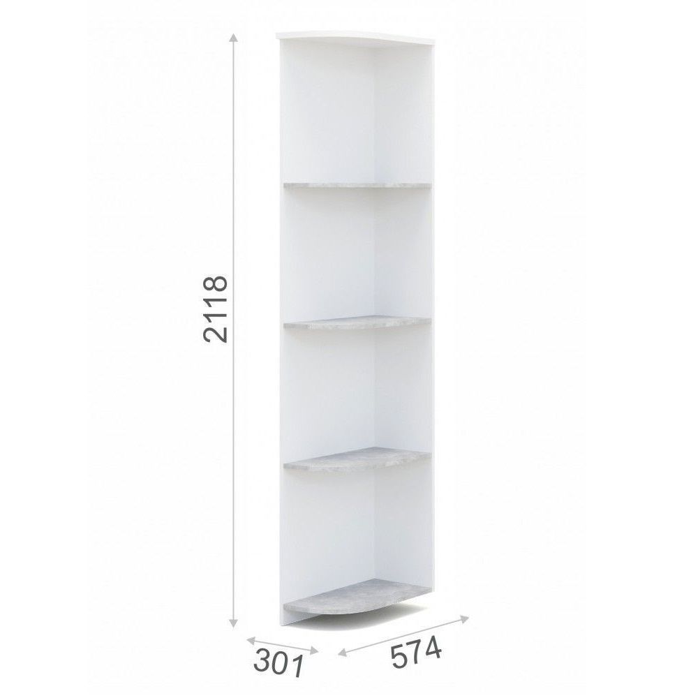 Стеллаж угловой Аврора 301х2118х574 мм Белый ателье светлый