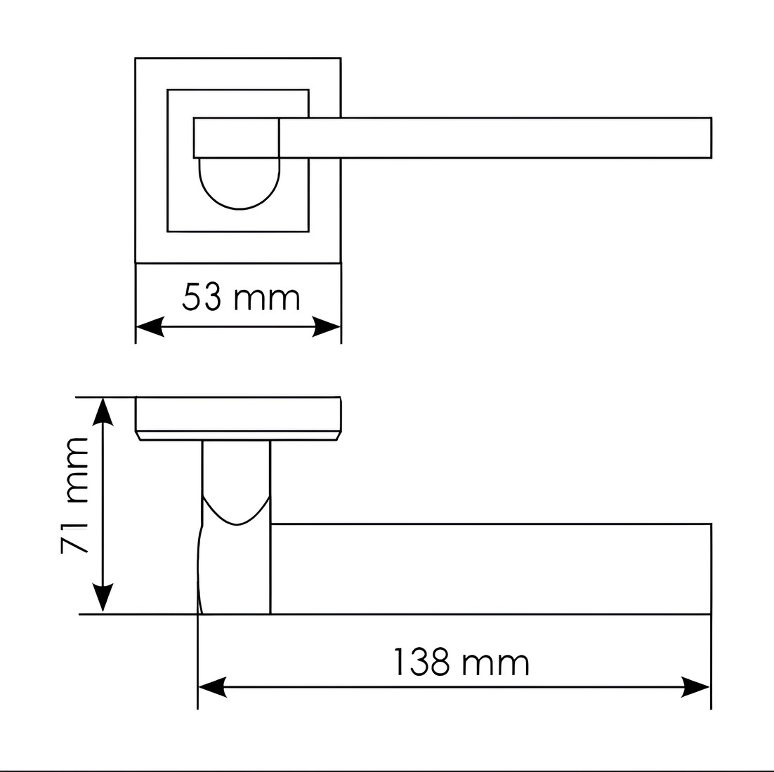 РУЧКА ДВЕРНАЯ AGBAR, DIY MH-21 SC/CP-S, на квадратной накладке,цвет-мат.хром/хром