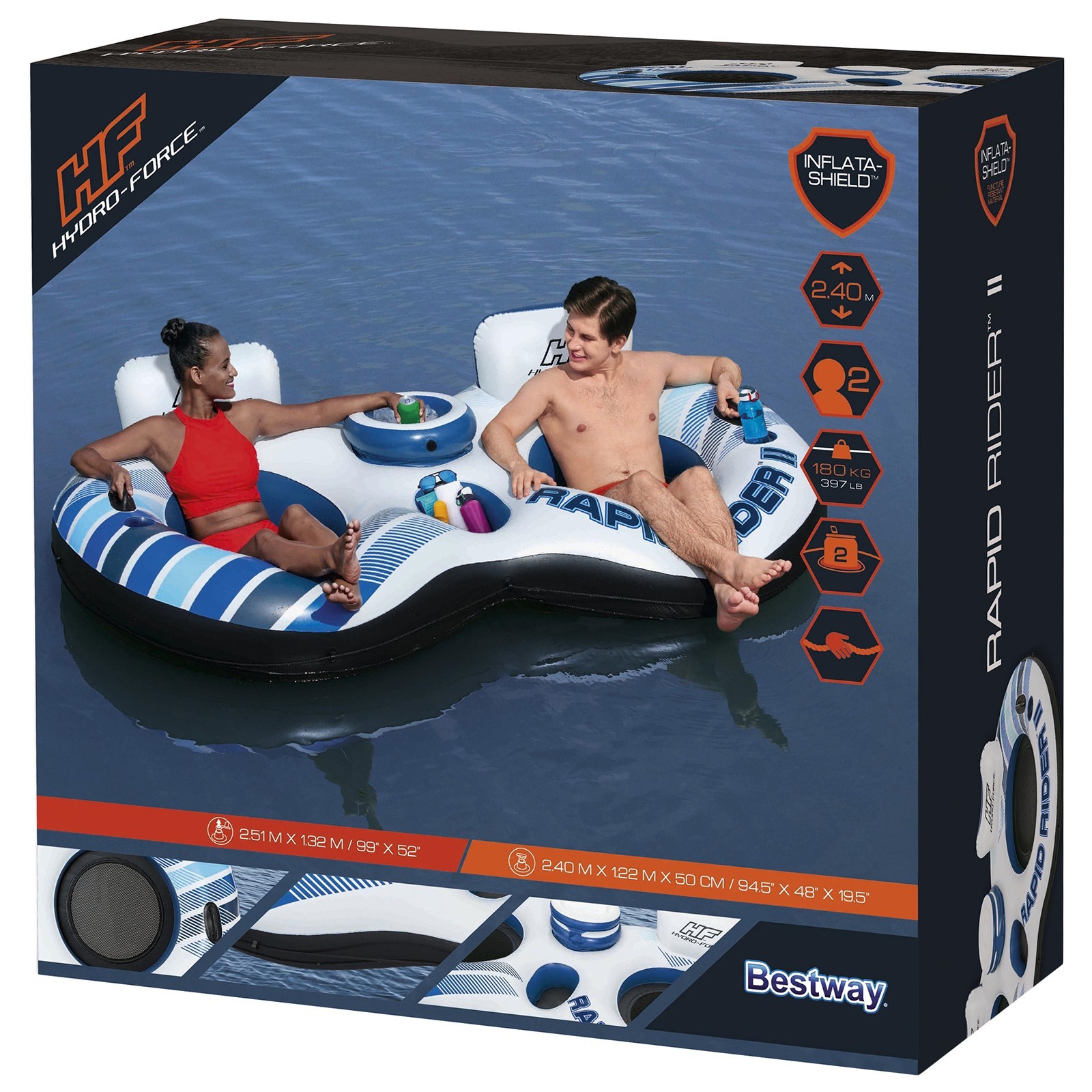 Круг для плавания для двоих 251х132 см до 180 кг рем комплект Bestway 43113