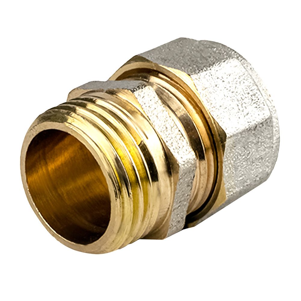 Муфта обжимная латунь никель 16 мм х 1/2" НР