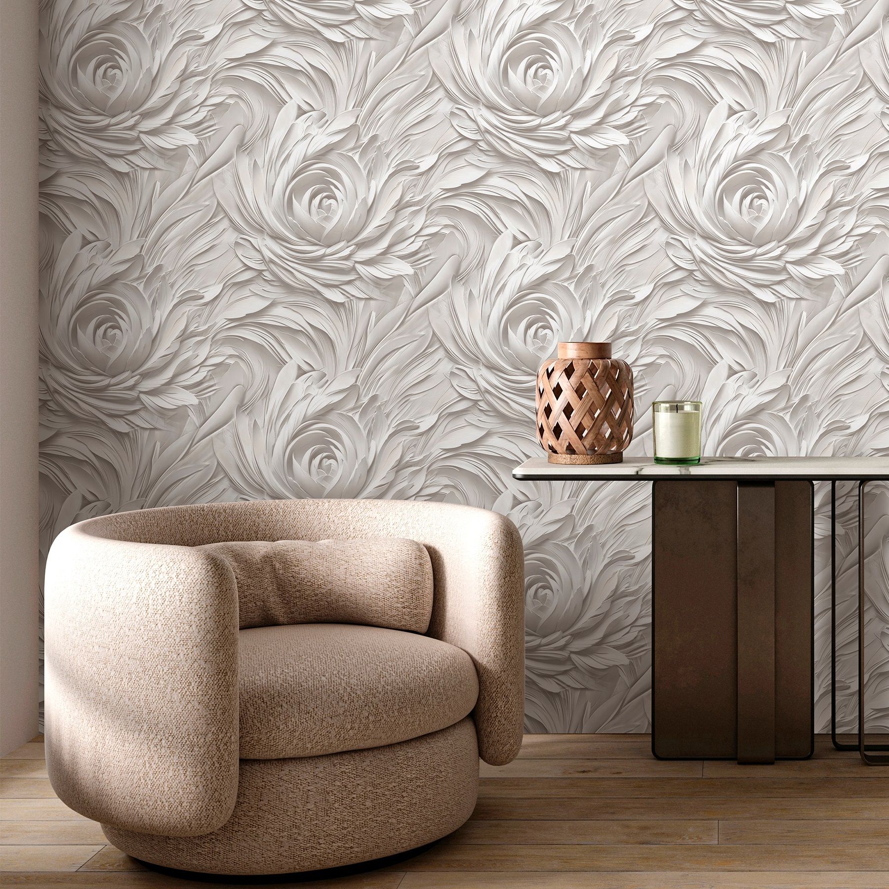 Обои Victoria Stenova Olimpia 585311 бежевые цветы крупные 1,06х10 м