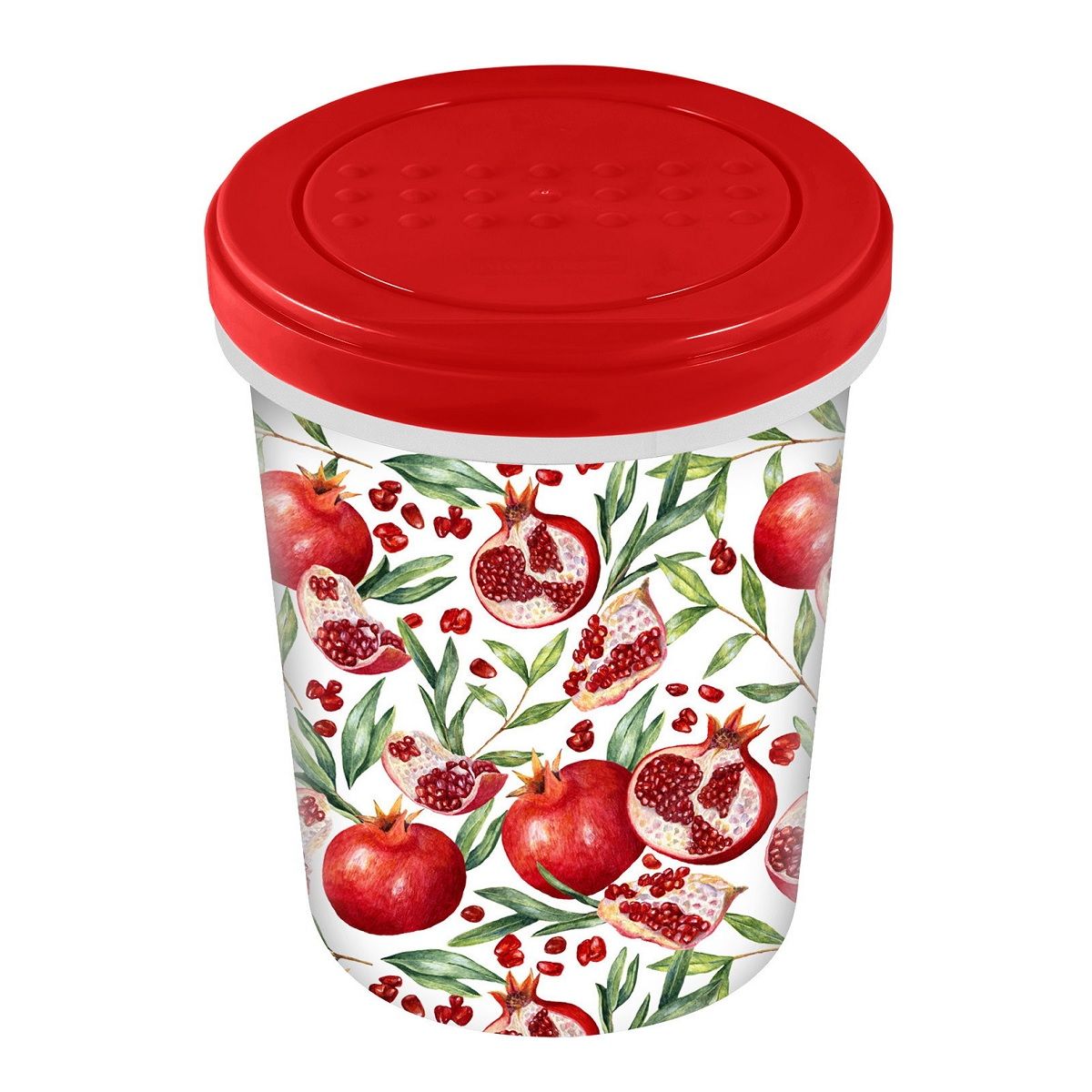 Банка с завинчивающейся крышкой Asti 1 л с декором красная