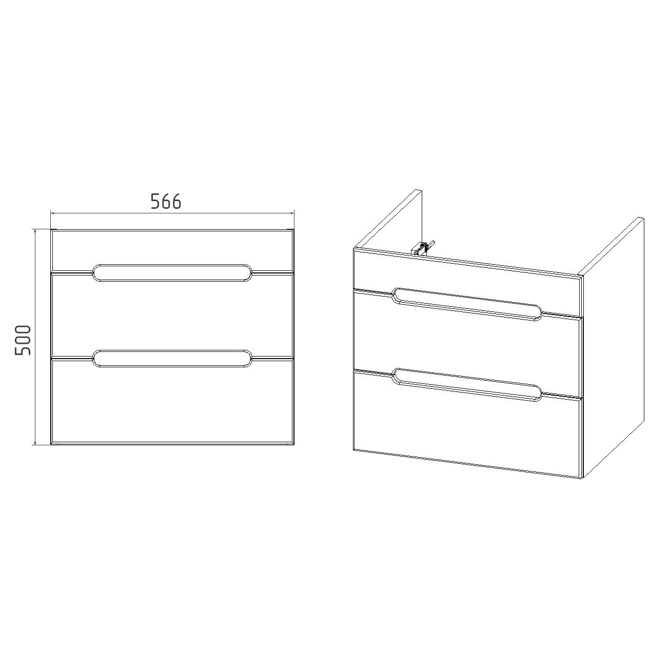 Тумба подвесная Марсель 60 2 ящика под раковину Como 60