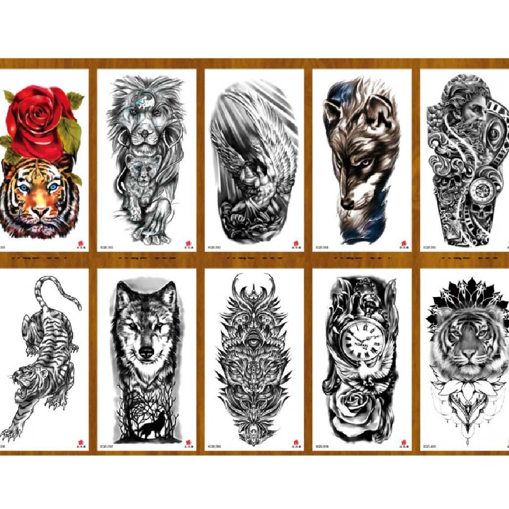 Татуировка-наклейка Животные ч/б цвет микс 2 11,4х21 см арт.ТА-1766