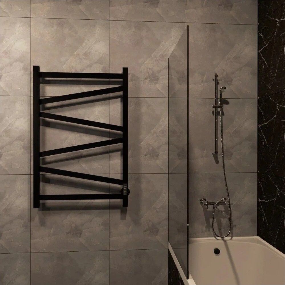 Полотенцесушитель электрический Зигзаг 80х50 см профильный черный RAL 9005 матовый СНШ  с таймером F