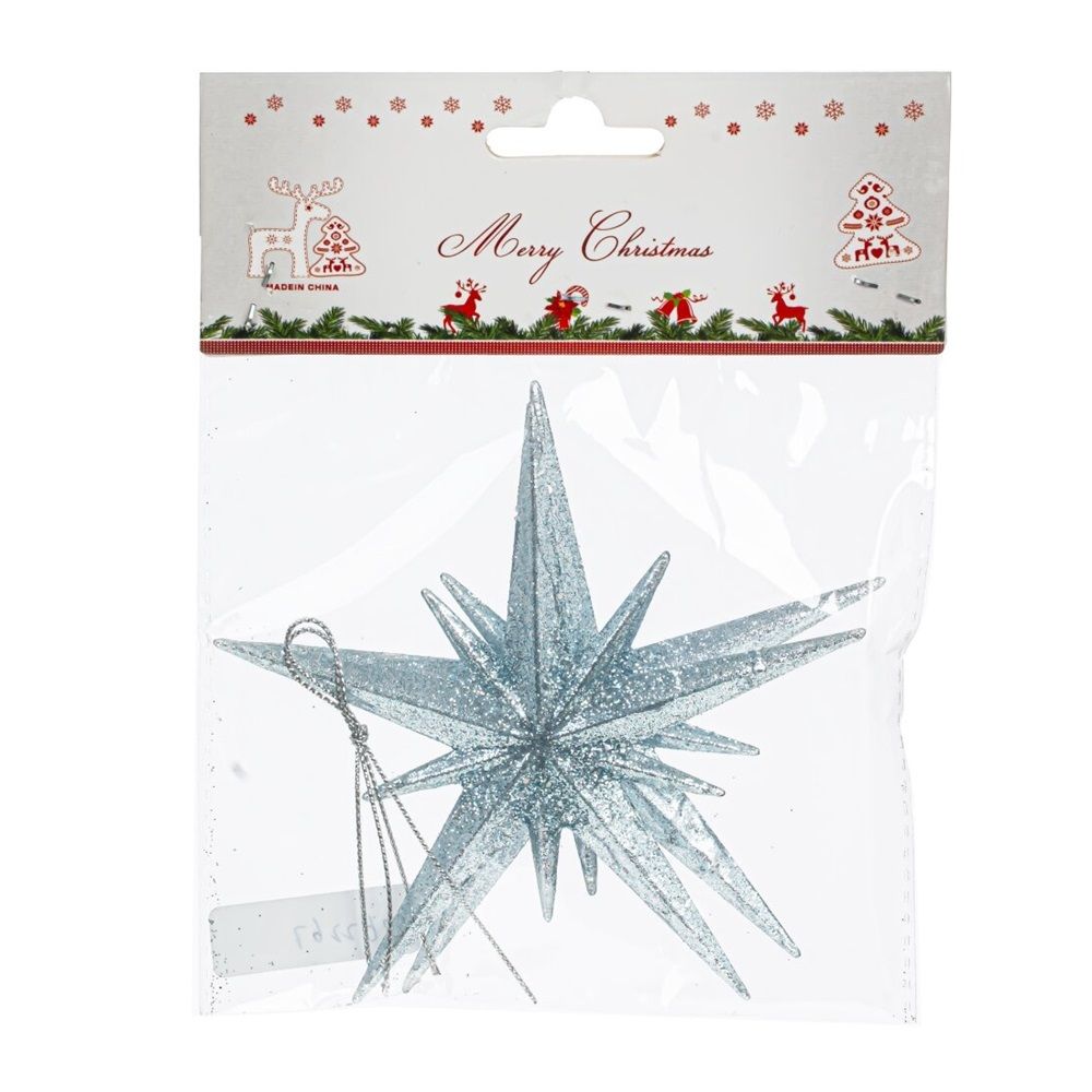 Украшение новогоднее Звезда голубая 2 шт L11,5 W1 H11,5 см