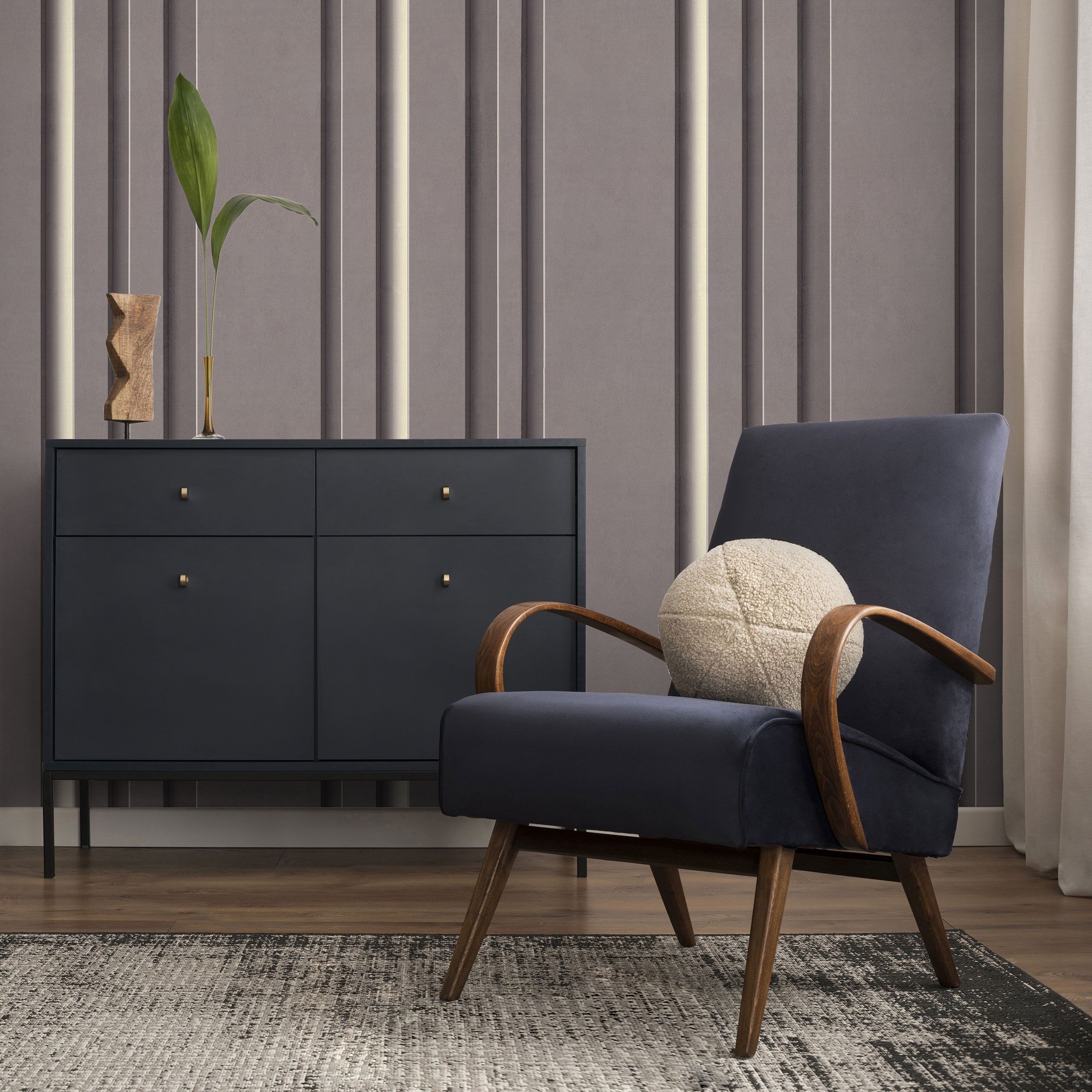 Обои 6054-11 Euro Decor 1,06х10 м Artplay полоса коричневый