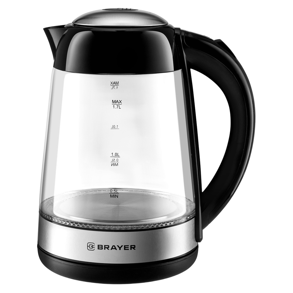 Чайник электрический Brayer 1012BR- BK 2200Вт 1,7 л стекло черный
