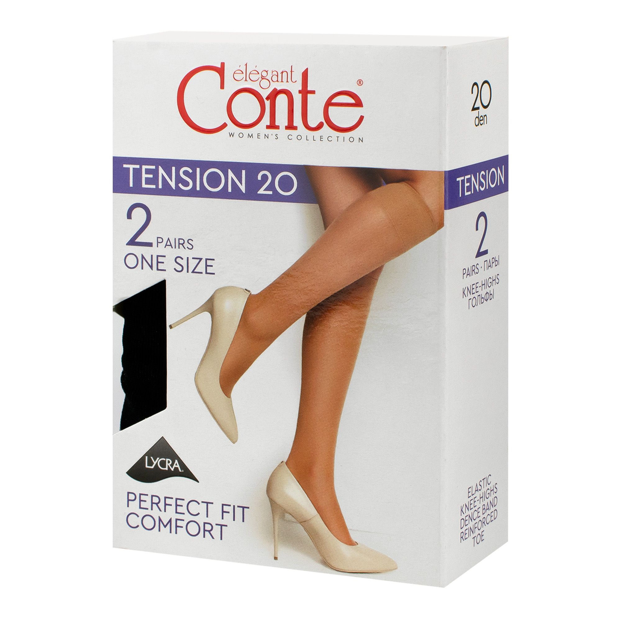Гольфы женские Conte Tension 20 размер 23-25 nero 2 пары