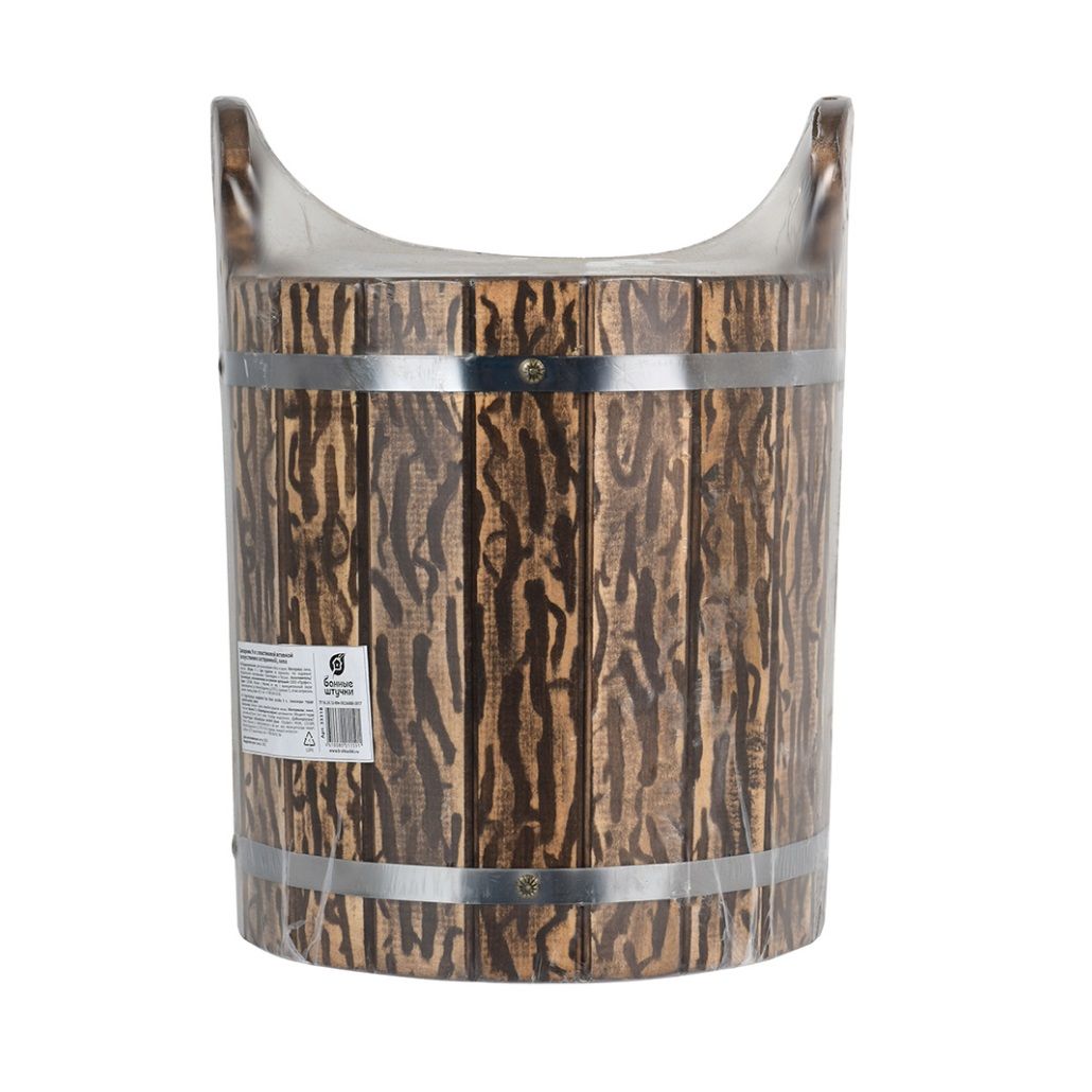 Запарник с пластиковой вставкой искусственно состаренный липа Банные штучки 9 л