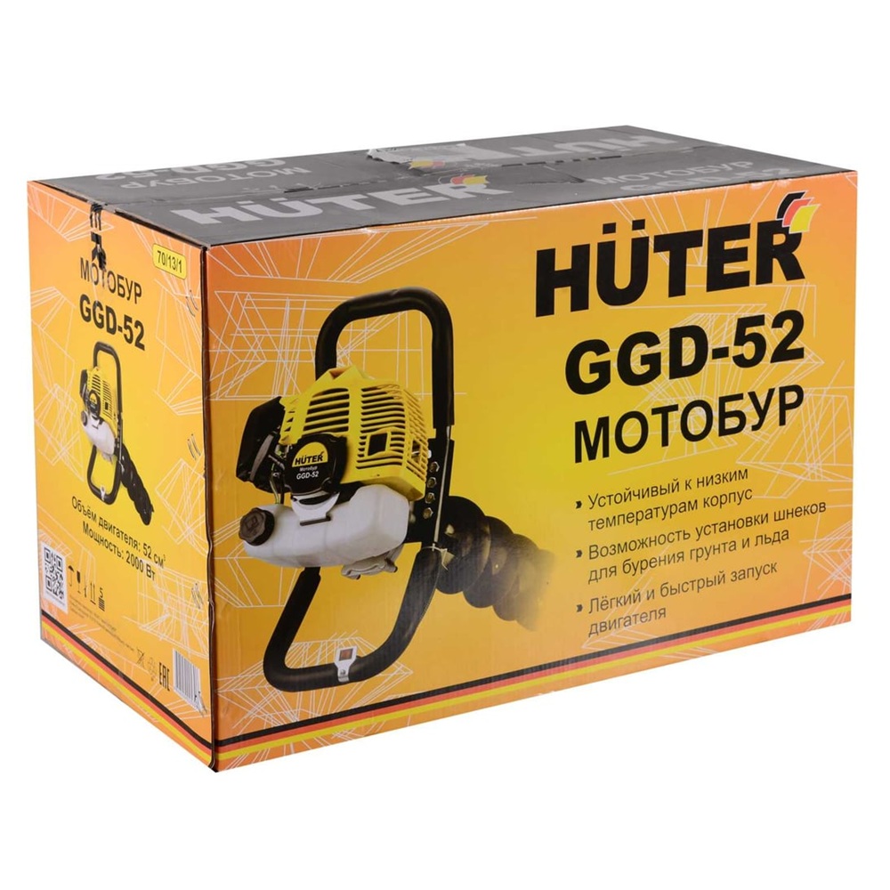 Мотобур бензиновый Huter GGD-52 1,9 л.с. шнек 300 мм