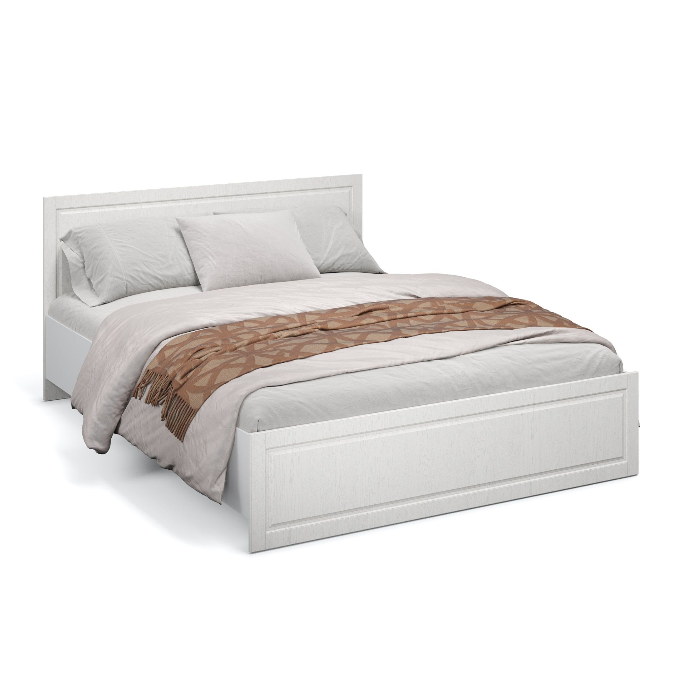 Кровать Лацио 1600х2000 мм Белое дерево с ортопед основанием и ПМ