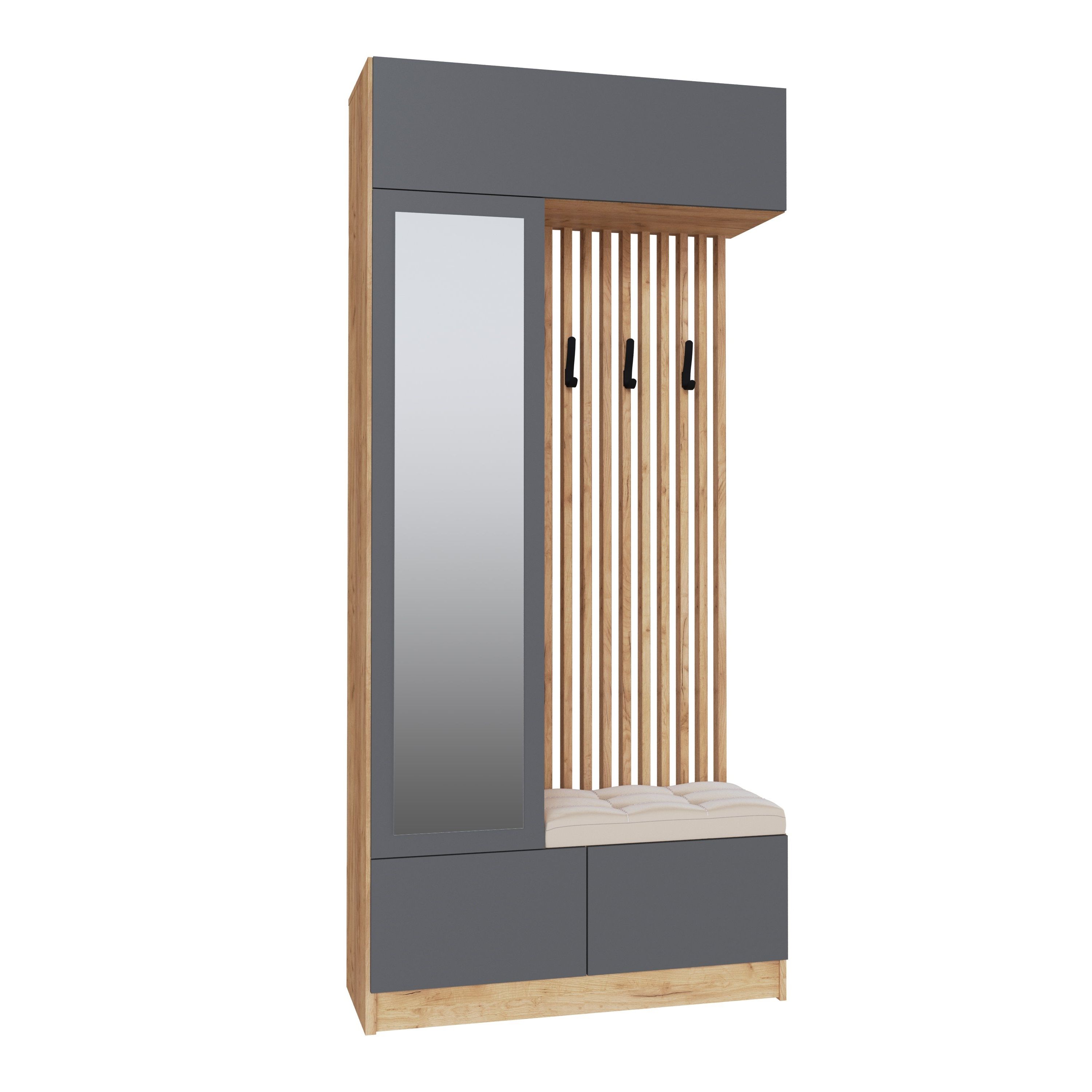 Прихожая Руэлла 1000х2200х400 мм Дуб крафт золотой/Графит серый