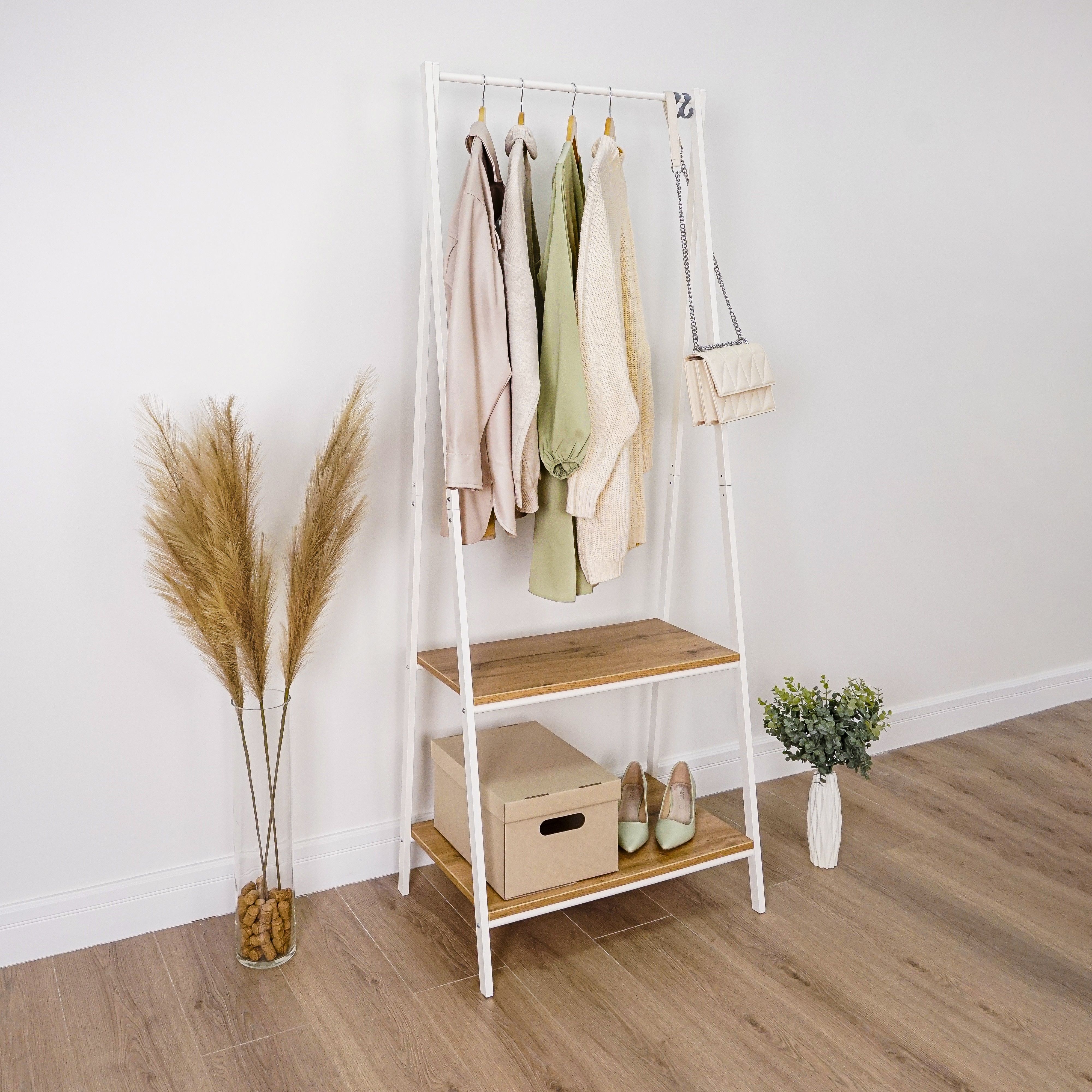 Вешалка гардеробная Алабама 22 72,2х173,2х36,9 см металл/ЛДСП белый