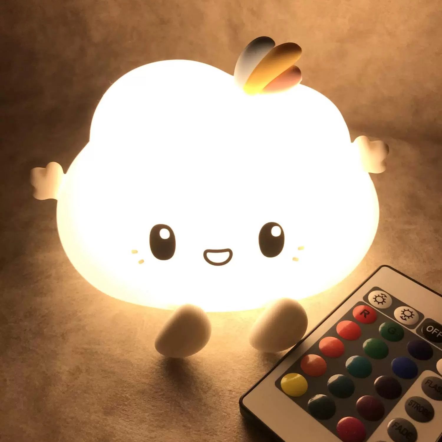 Светильник-ночник силиконовый Облачко WH-12RC USB аккумулятор 1200 мАч 3000К+RGB с ДУ Включай (1/72)