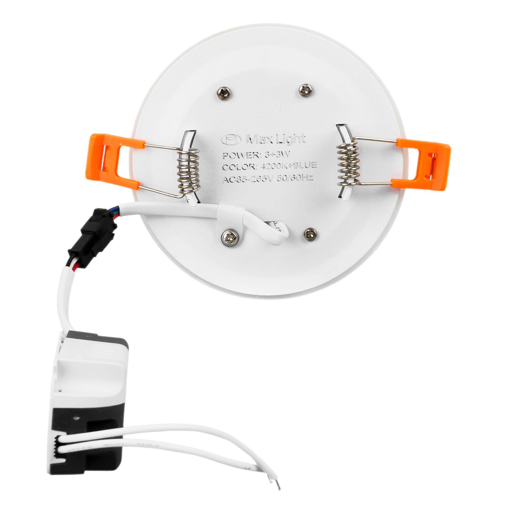 Светодиодный светильник 6 Вт 4000K+ синий 3+3 ВТ 105/75 мм алюминий, белый LPR 6W 3RM