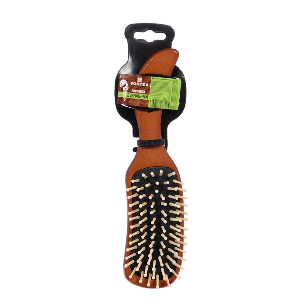 Расческа массажная Vortex 23,5х6х3,5 см волна с деревянными зубчиками 51006