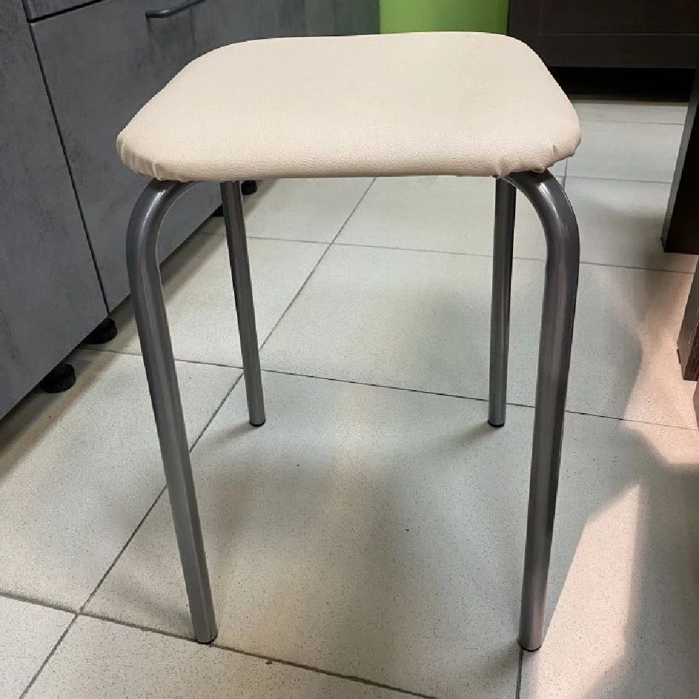 Табурет хром мягкое сиденье кож. зам бежевый