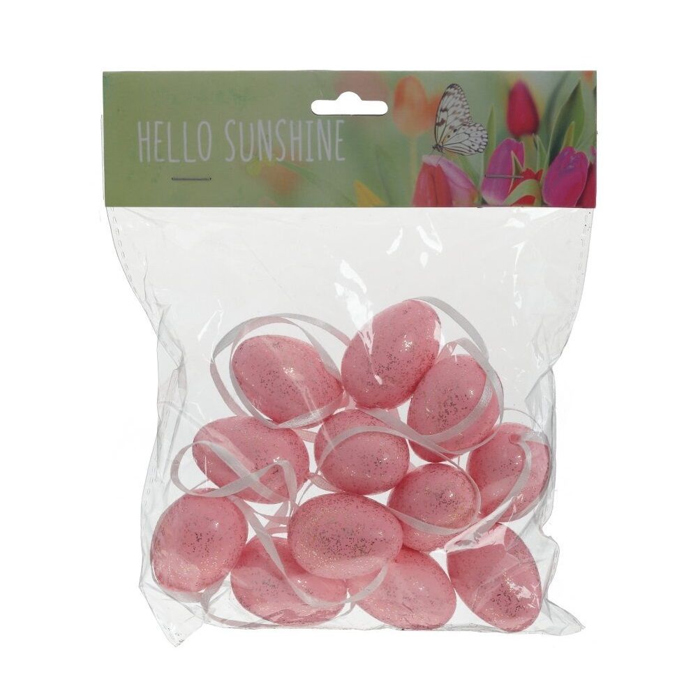 Изделие декоративное подвесное Яйцо 12 шт розовое L16 W3 H20 см