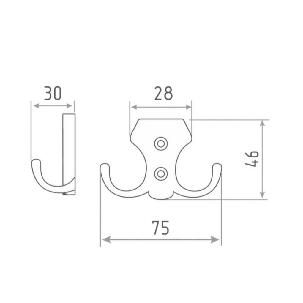 Крючок мебельный двойной № 10 медь