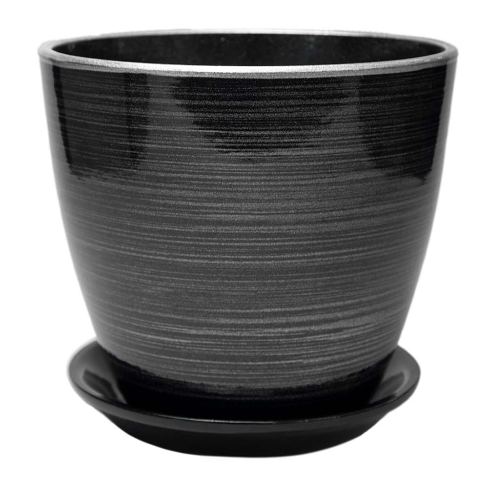 Горшок цветочный Бутон черн/серебро 15 см 1,7 л
