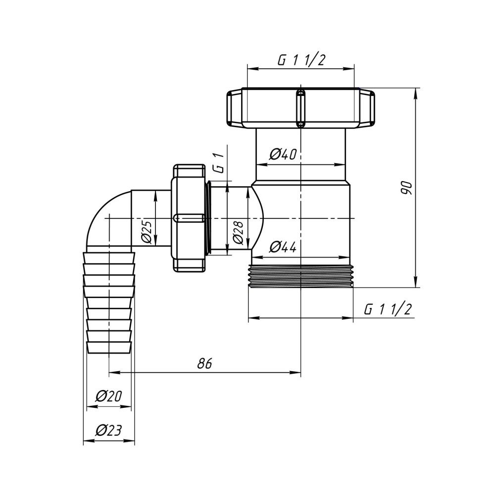 Патрубок для сифона 1 1/2" с отводом для стиральной машины АНИпласт М110