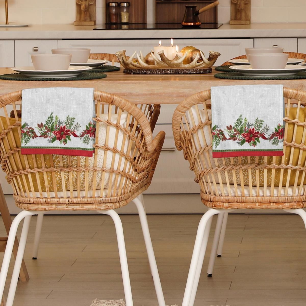 Набор полотенец кухонных вафельных Vse Doma 50х70 см 2 шт 60321-1 Рождественское утро