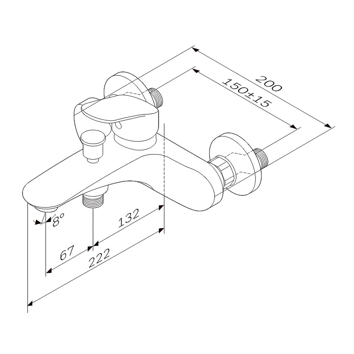 Смеситель для ванны AM.PM Like F8010016 однорычажный