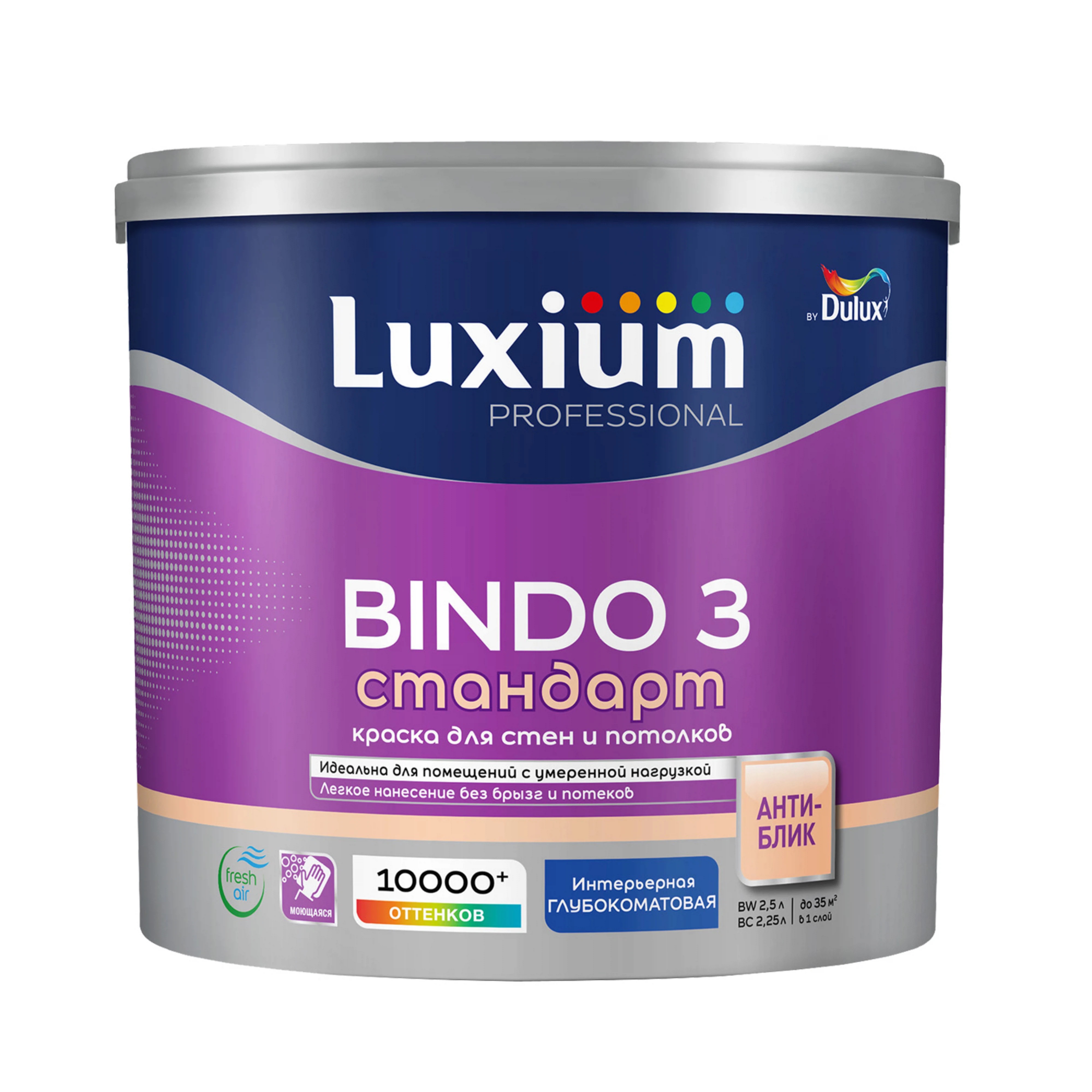 Краска латексная Luxium Prof Bindo 3 BC глубокоматовая прозрачная 2,25 л