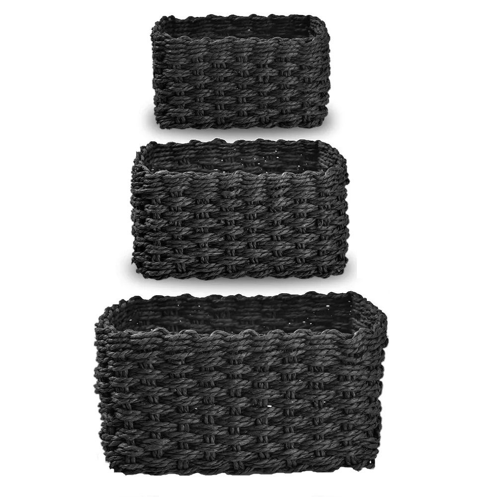 Корзины для хранения Парнау 3 шт черный 16х11х10/16х11х10/25х18х11,5 см