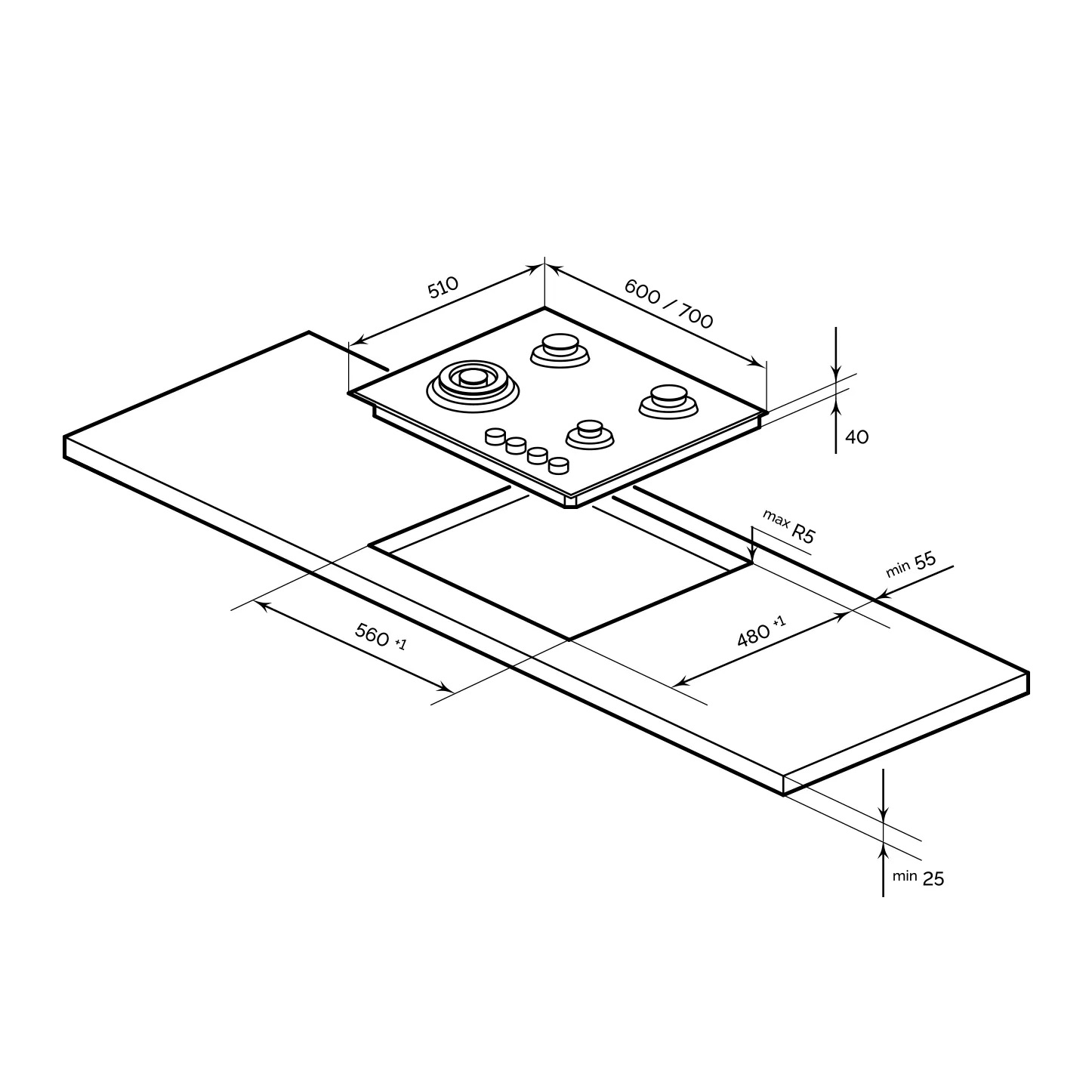 Панель газовая LEX GVG 642 WH 560х480мм