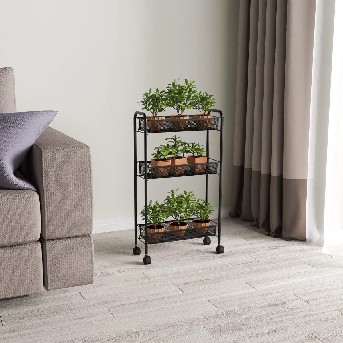 Этажерка Ладья 1 К 416х750х170 мм 3 секции черная