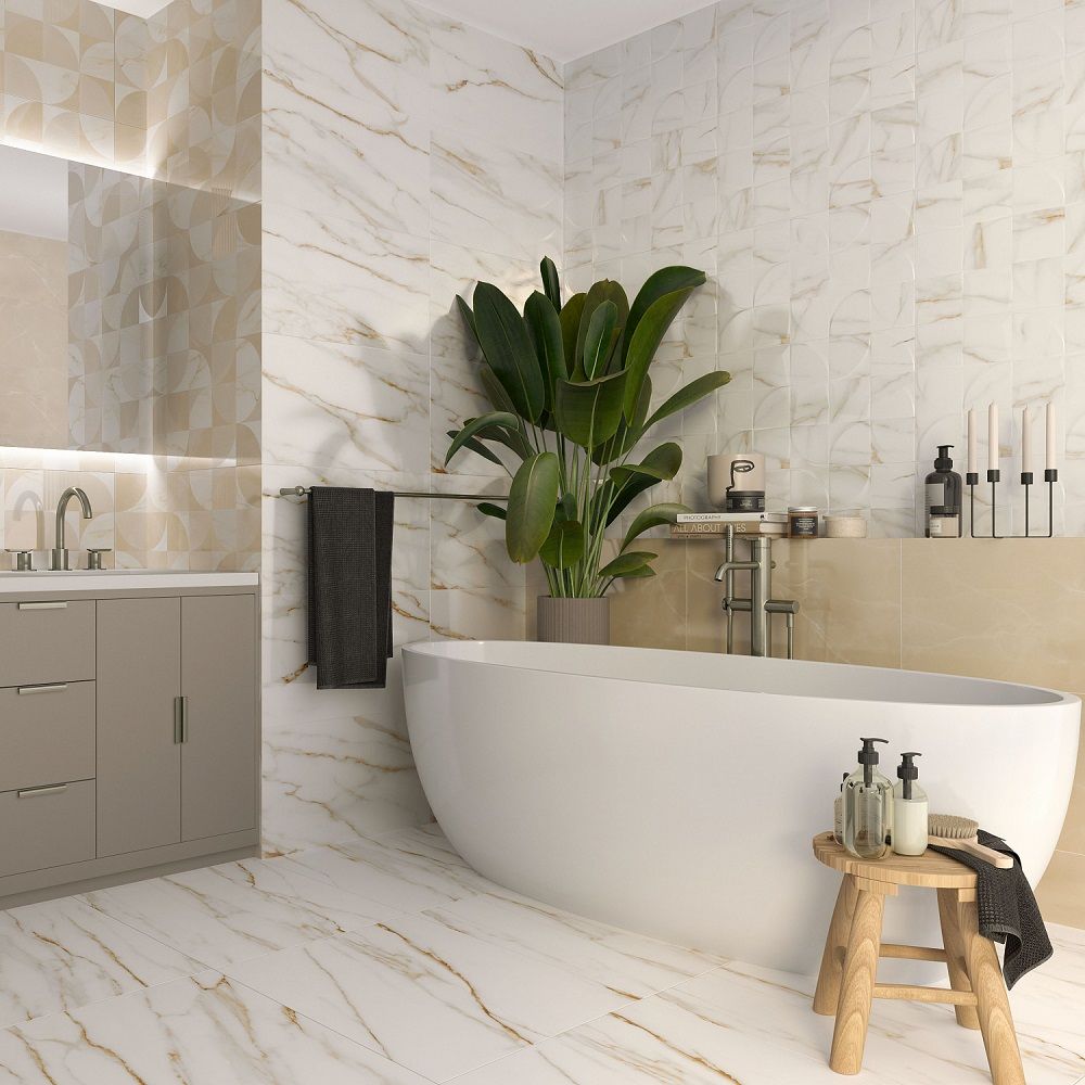 Плитка настенная Gracia Ceramica Marmaris white wall 02 30х50 см белая 1,2 м2