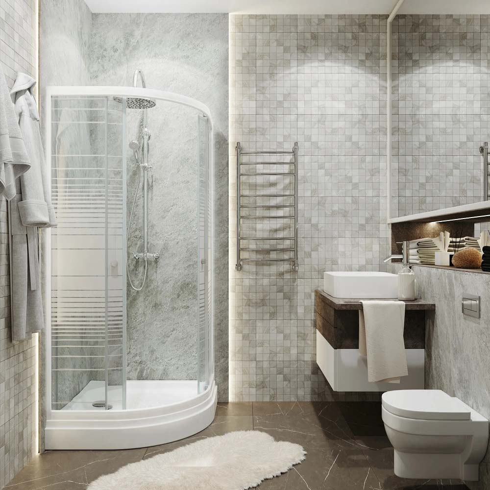 Душевая кабина ДК Стандарт 90х90х217,5 см А3 ДН4 Аква полосы полукруг низкий поддон сифон D90 мм