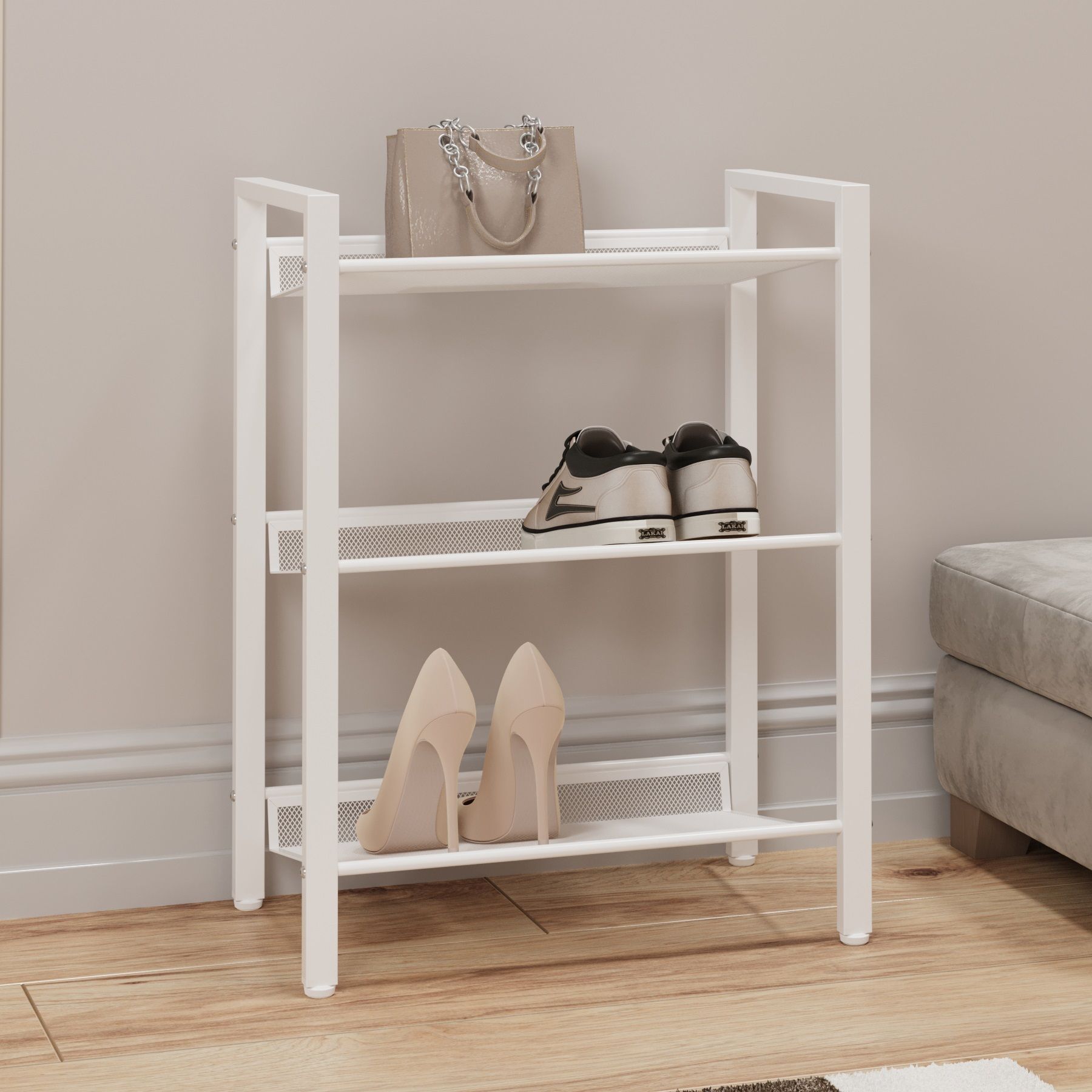 Полка для обуви Торонто 13 470х610х265 мм металл Белый