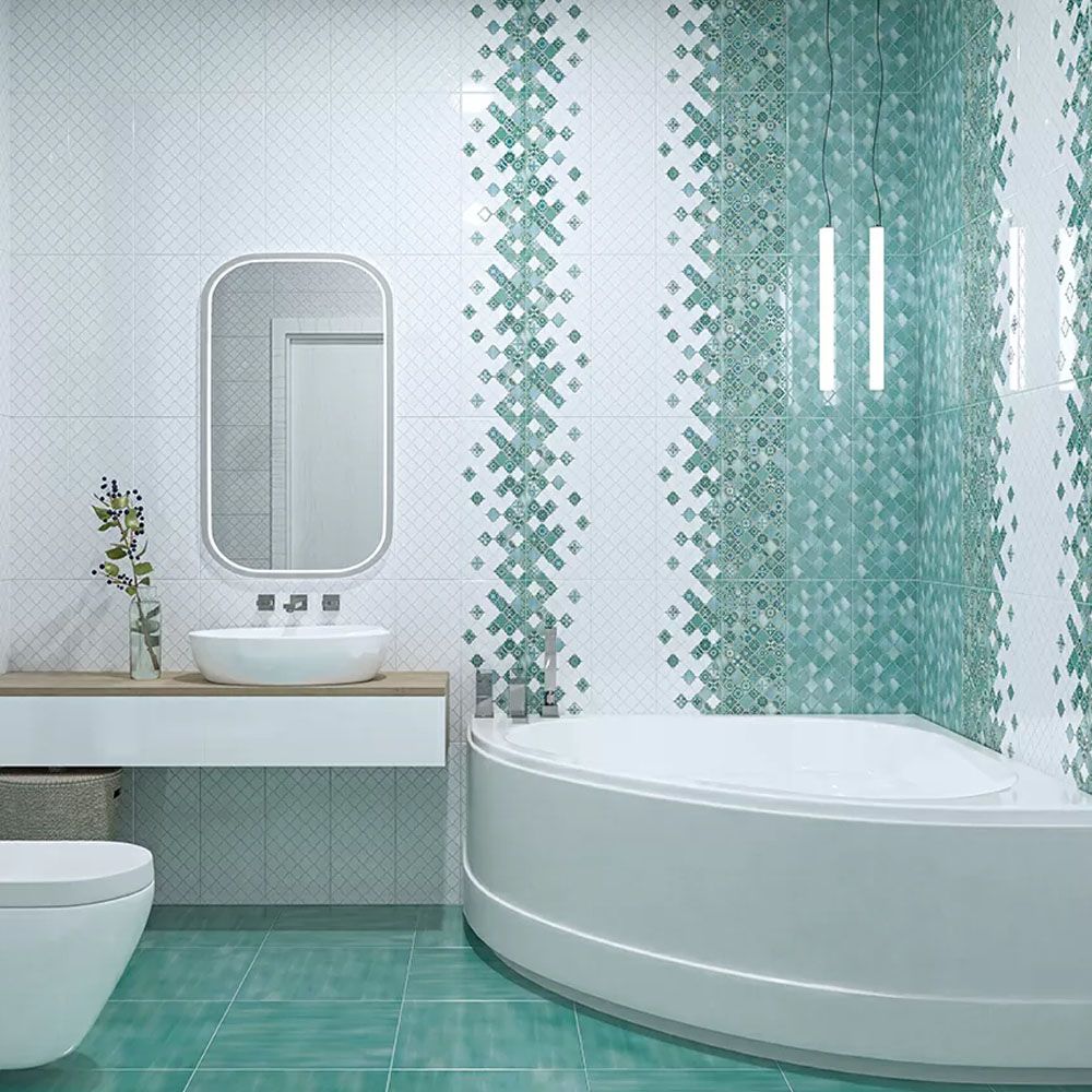 Плитка напольная Azori Calypso Aquamarine 42х42 см сине-зеленая 1,23 м2