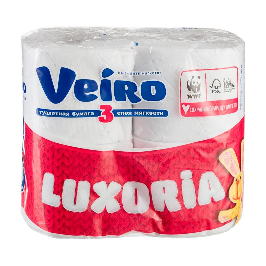 Туалетная бумага Veiro Luxoria 3-слойная белая 4 рулона