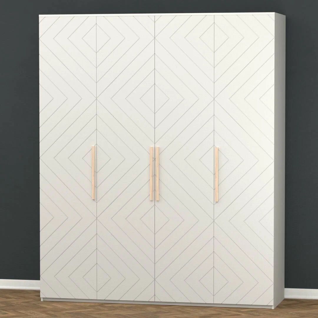 Шкаф четырехдверный Копенгаген 1800х2200х560 мм Белый