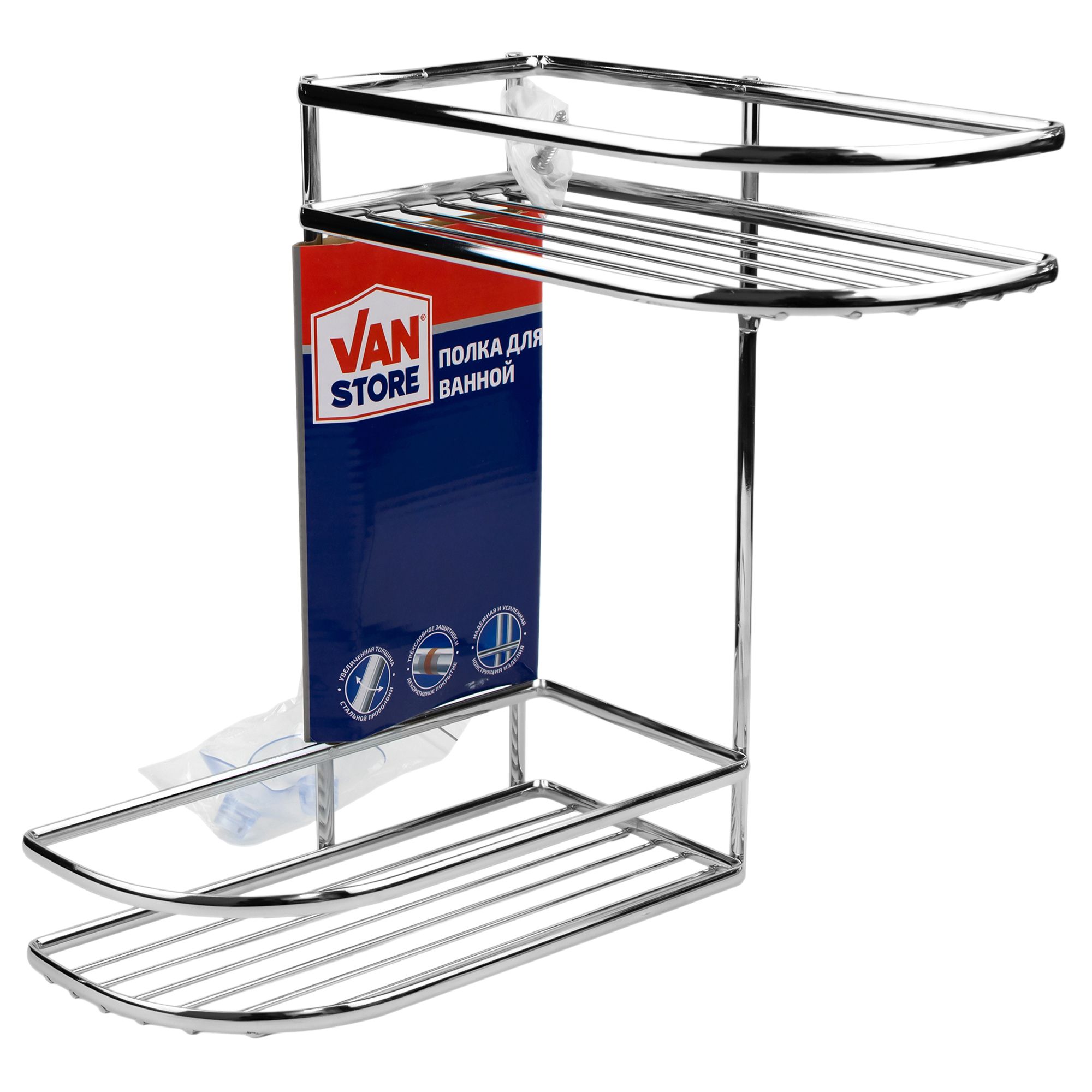 Полка для ванной угловая 2-х ярусная Comfort