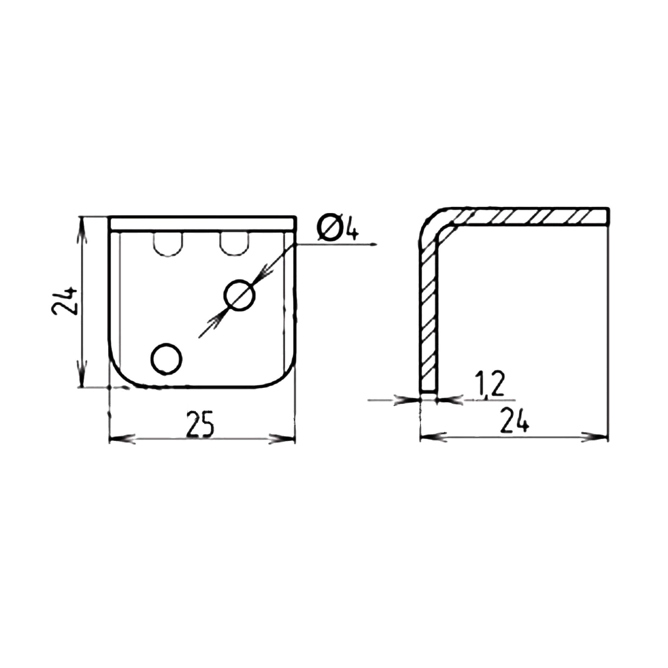 Уголок крепежный 24х24х25х1.2мм, ясень