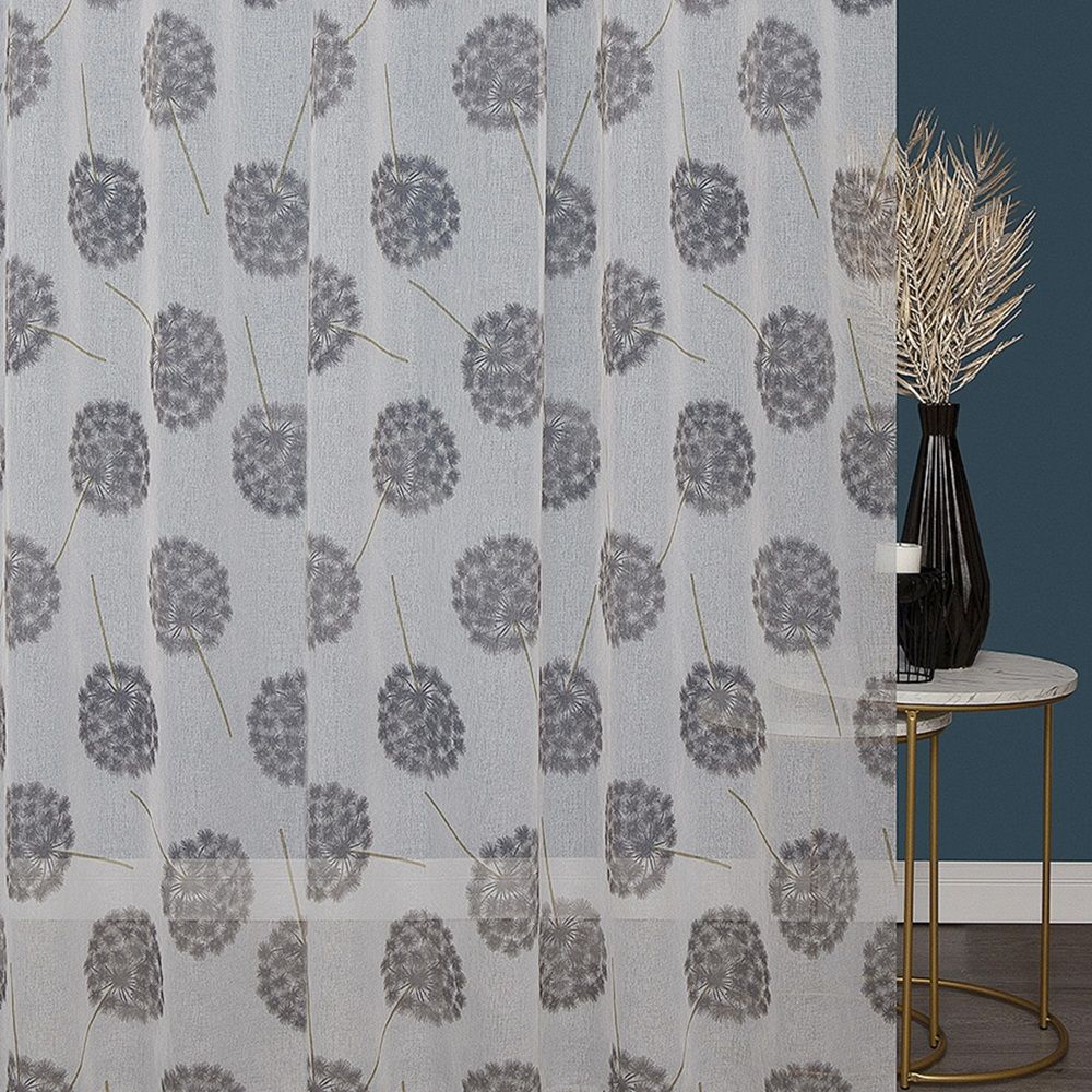 Ткань для штор Лен печать JL P609F-01/280 LPech ut серый