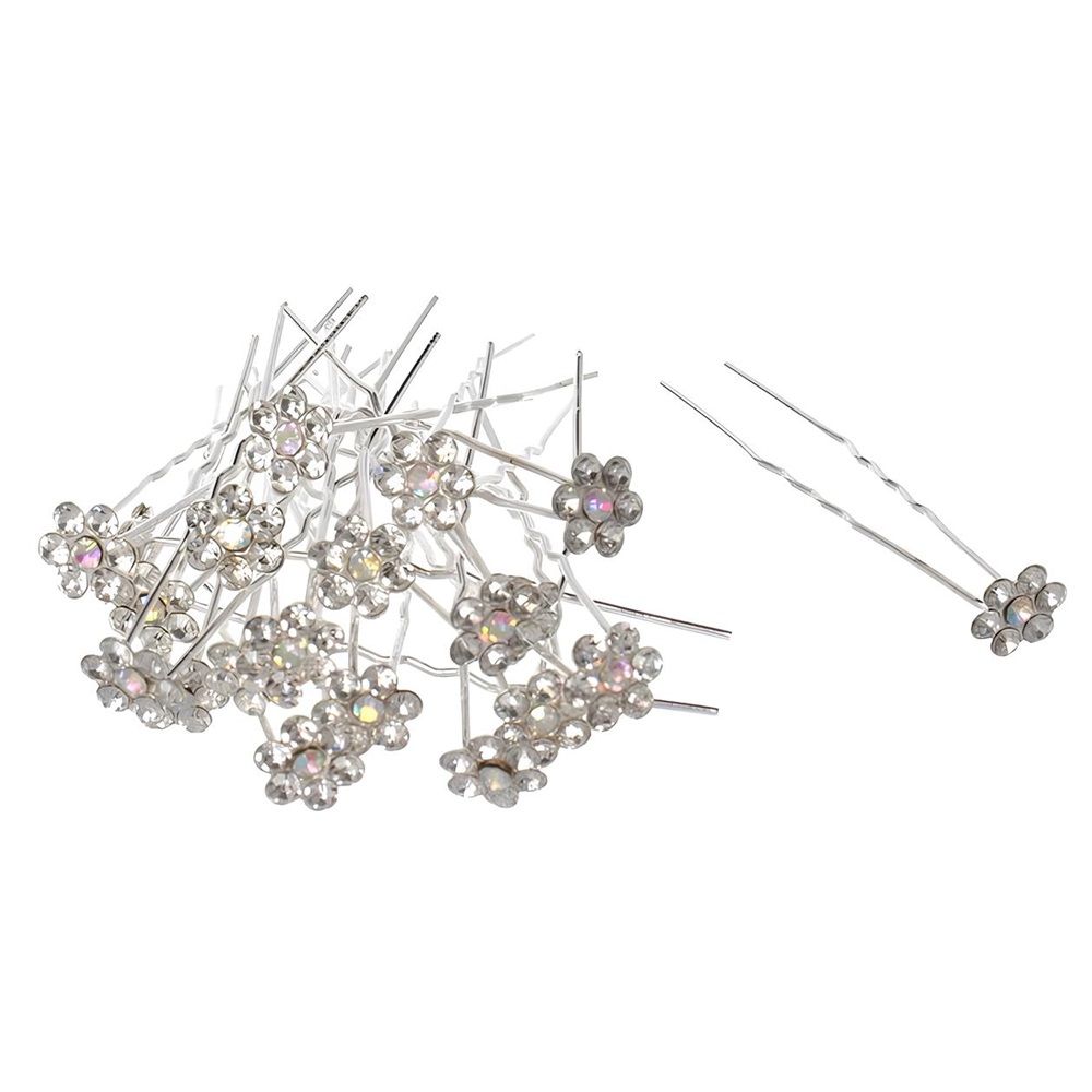 Шпильки для волос Hair Beauty Цветочек серебристый d1 см 20 шт в тубе