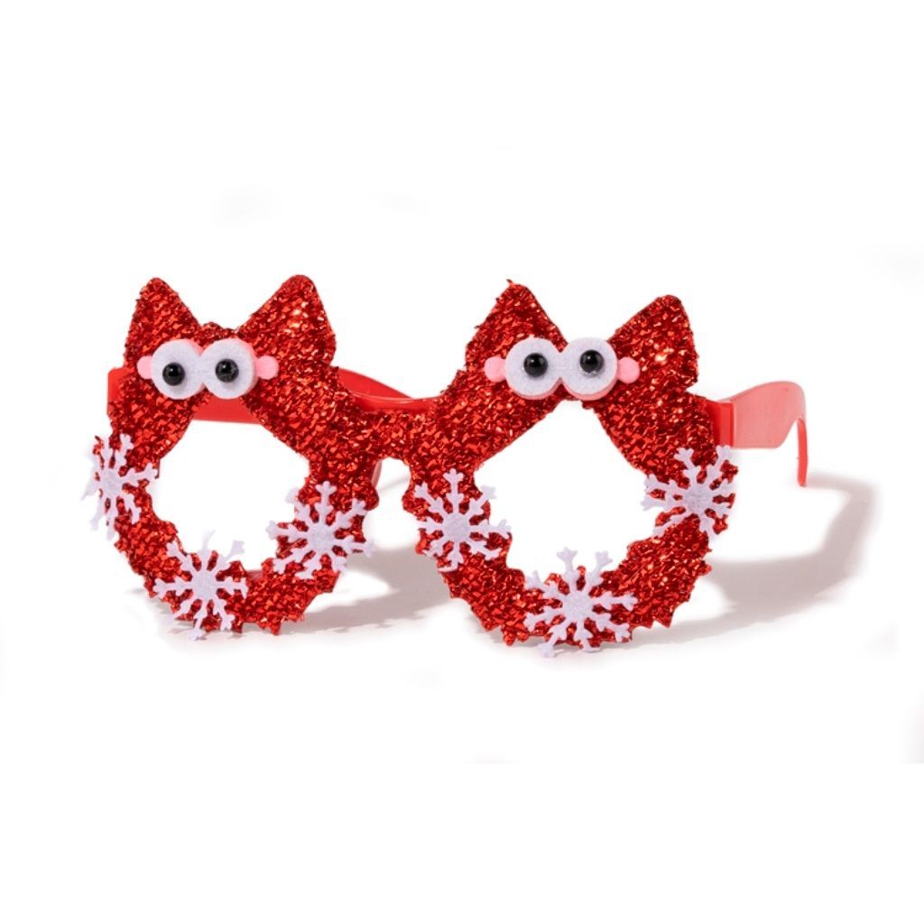 Очки карнавальные Кошечки со снежинками 15х8 см 2024-0338