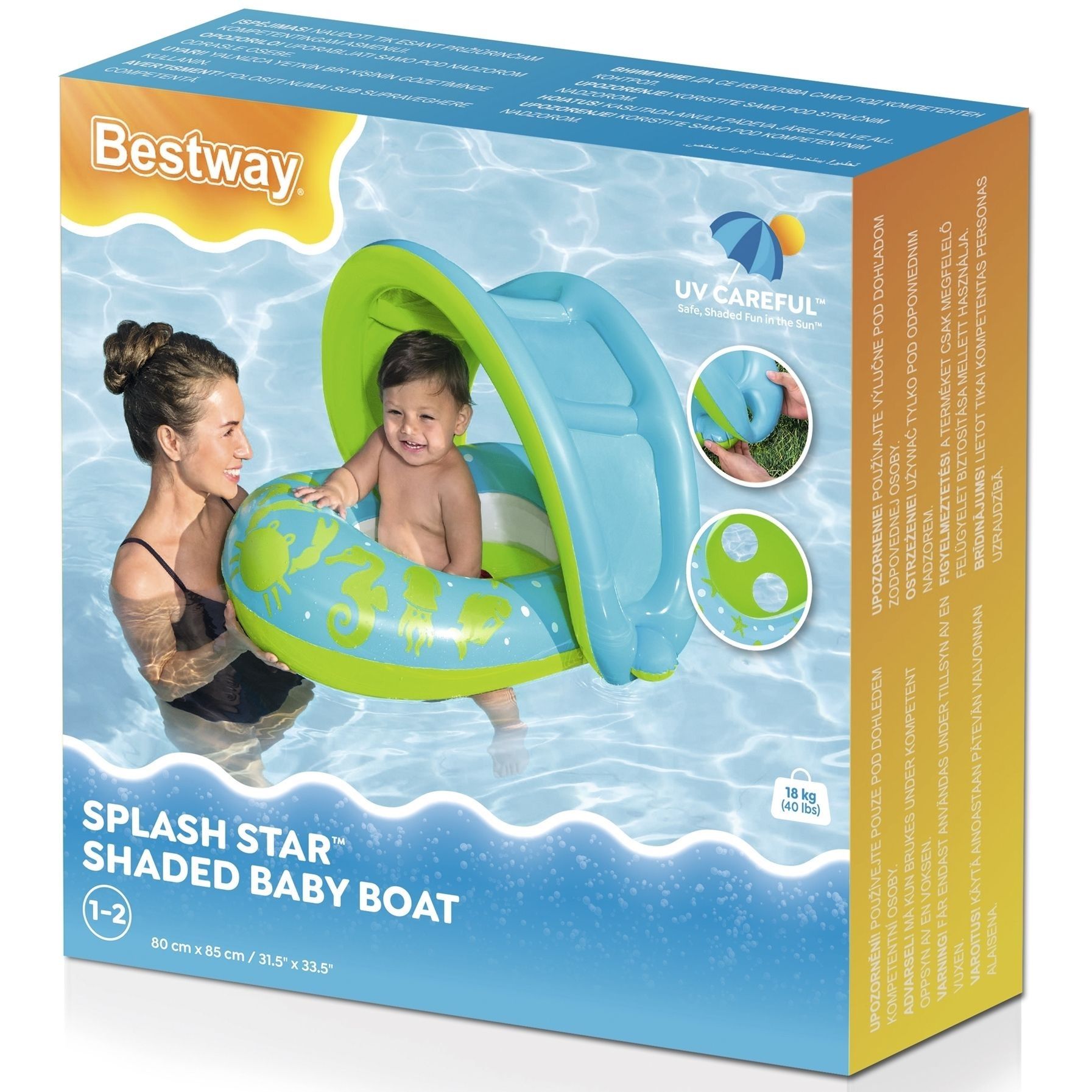 Круг для плавания с сиденьем 80х85 см 1-2 года Bestway Splash Star Shaded Baby 34091